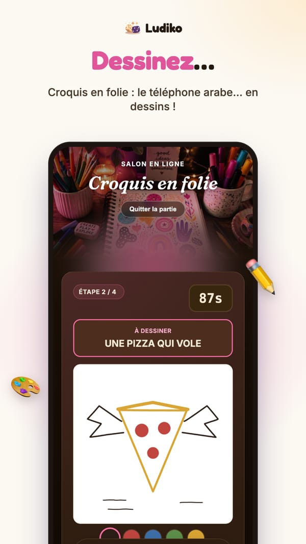 Écran de dessin de Croquis en folie dans l'appli Ludiko